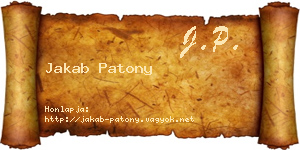 Jakab Patony névjegykártya